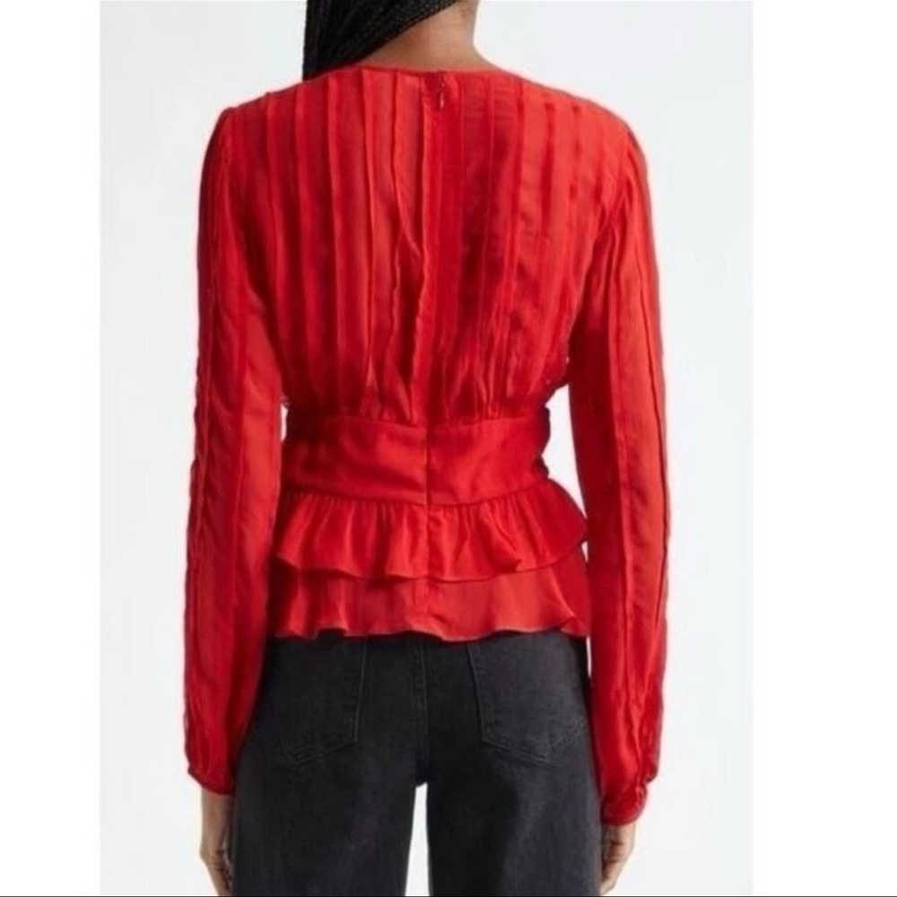 Farm Rio Red Pleated Shell Blouse - Picture 3 of 7